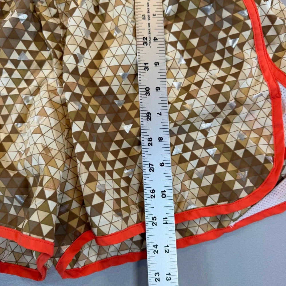 Under‎ Armour HeatGear Geometric Triangle Print Running Shorts Orange Tan Large